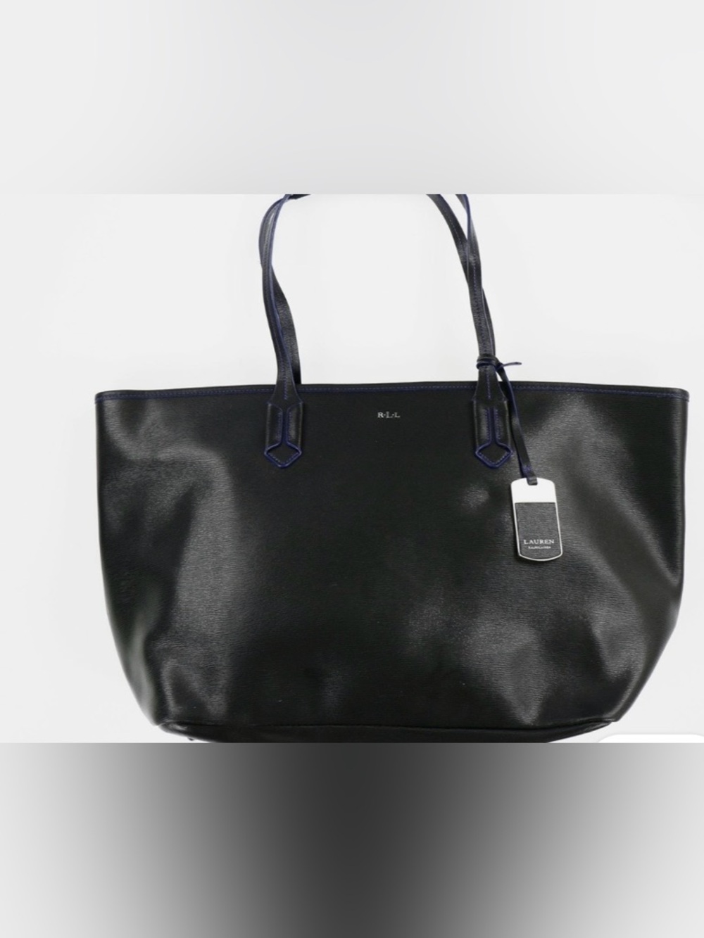 Lauren Ralph Lauren Black Leather Tote with RLL Accent